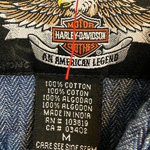 EUC VINTAGE HARLEY-DAVIDSON DENIM BUTTON DOWN SHIRT - Picture 8 of 13